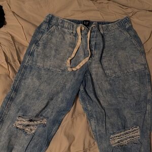 GAP Light Blue Distressed Jogger Jeans